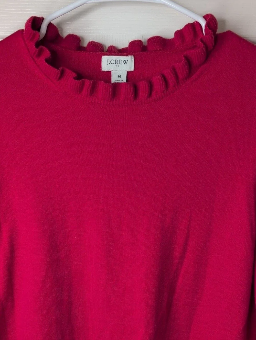 J. Crew 100% Cotton Bright Red Knit Sweater Size M
